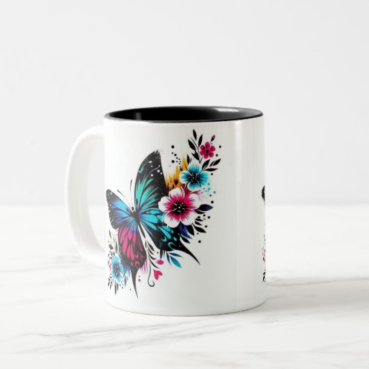 Butterfly mug tweekleurige koffiemok (Voorkant links)
