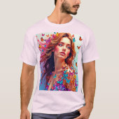 Butterfly Muse Portrait Art T-shirt (Voorkant)