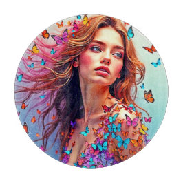 Butterfly Muse Portrait Art T-shirt Snijplank
