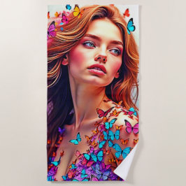 Butterfly Muse Portrait Art T-shirt Strandlaken