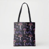 Butterfly Mushroom Floral Dark Witchy Celestial Tote Bag (Voorkant)