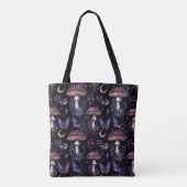 Butterfly Mushroom Floral Dark Witchy Celestial Tote Bag (Achterkant)