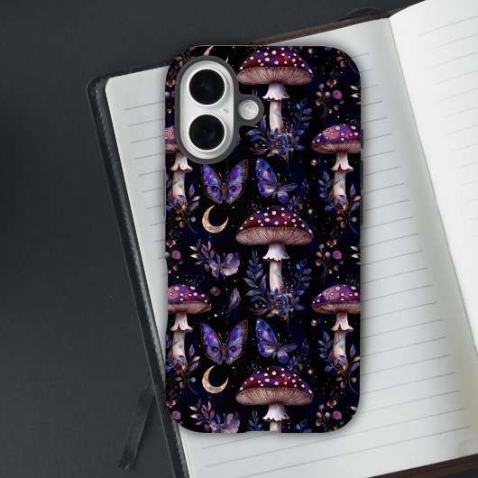 Butterfly Mushroom Floral Dark Witchy Pattern Case-Mate iPhone Case
