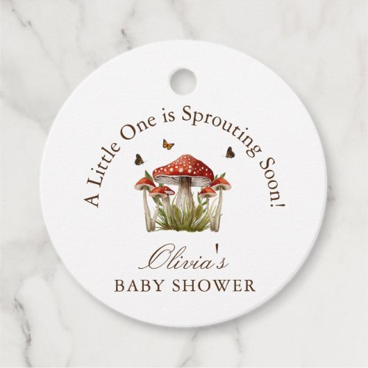 Butterfly Mushroom Thema Baby shower Gift Bedankjes Labels (Voorkant)