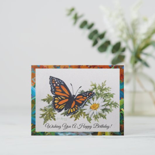 Butterfly 'n Daisy Briefkaart Groet (Staand voorkant)
