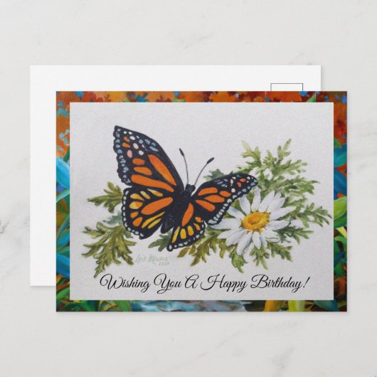 Butterfly 'n Daisy Briefkaart Groet (Voorkant / Achterkant)