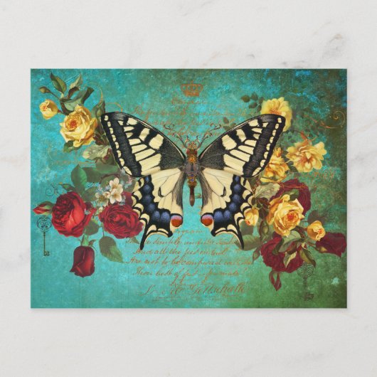 Butterfly n Rozen Briefkaart (Voorkant)