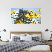 Butterfly N Sunbloemen 2 Gewikkeld Canvas Afdruk (Insitu (Slaapkamer))