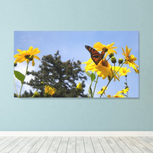 Butterfly N Sunflower Wrapping Canvas (Insitu (Houten vloer))