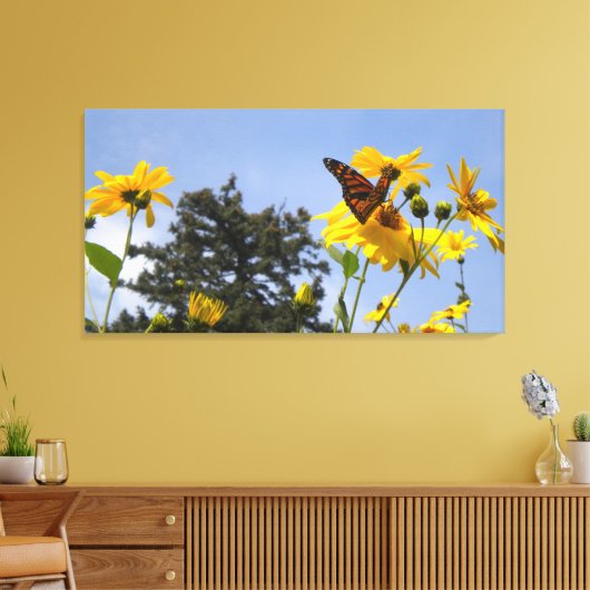 Butterfly N Sunflower Wrapping Canvas (Insitu (Woonkamer))