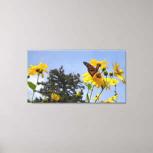 Butterfly N Sunflower Wrapping Canvas Afdruk
