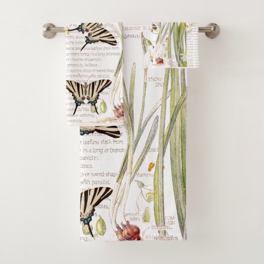  Butterfly Narcissus Flowers Bath Towel Set Bad Handdoek (Insitu)