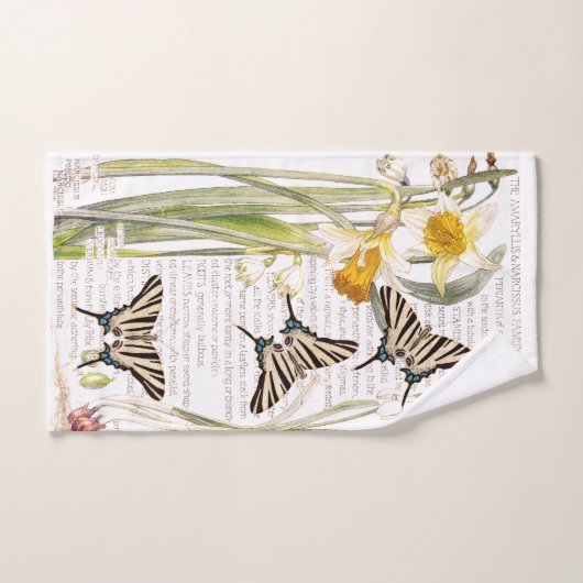  Butterfly Narcissus Flowers Bath Towel Set Bad Handdoek (Handdoek)