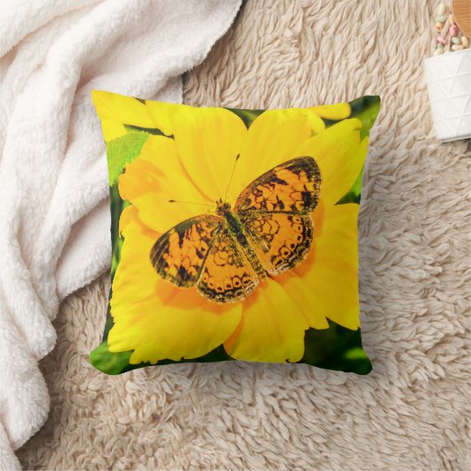 Butterfly Natuur Helder Geel Poly Sierkussen (Deken)