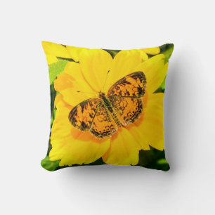 Butterfly Natuur Helder Geel Poly Sierkussen