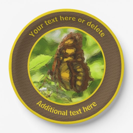 Butterfly Natuur Kunst Gepersonaliseerde Partij Papieren Bordje (Voorkant)