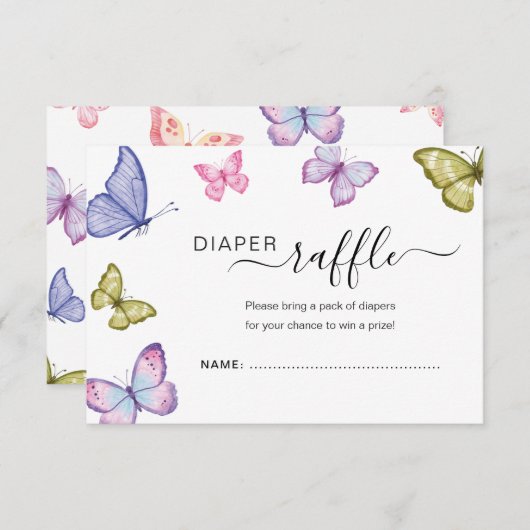 Butterfly Neutral Baby shower Luier verloting kaar Kaart (Voorkant / Achterkant)