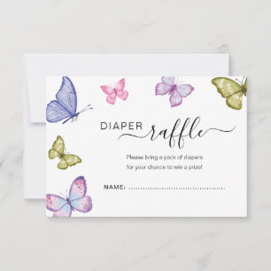 Butterfly Neutral Baby shower Luier verloting kaar Kaart