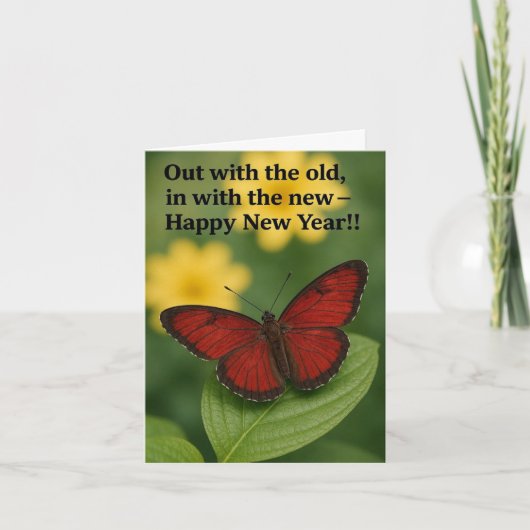 Butterfly New Year card Feestdagen Kaart (Voorkant)