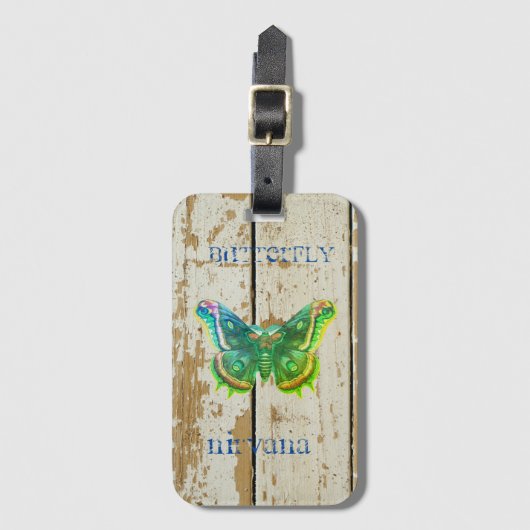 Butterfly Nirvana Shabby-Chic Bagagelabel (Voorkant (verticaal))