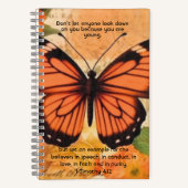 Butterfly Notebook 1 Timothy 4:12 Notitieboek (Voorkant)