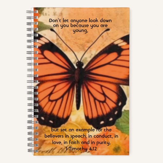 Butterfly Notebook 1 Timothy 4:12 Notitieboek (Voorkant)