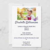 Butterfly Notice of Death Funeral Aankondiging (Achterkant)