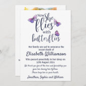 Butterfly Notice of Death Funeral Aankondiging (Voorkant / Achterkant)