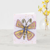 Butterfly - Notitie-Kaart Kaart (Gele Bloem)