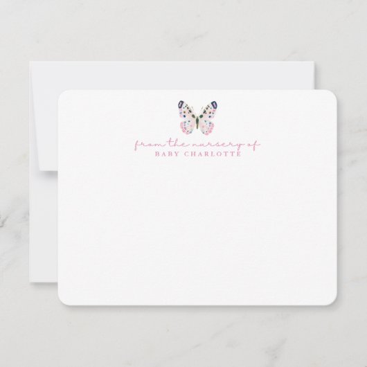 Butterfly Nursery Baby Note Stationery Kaart Notitiekaartje (Voorkant)