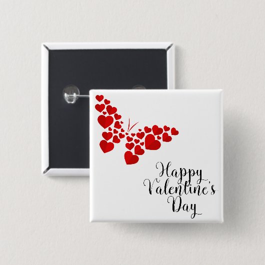 Butterfly of hearts vierkante button 5,1 cm (Voorkant /achterkant)