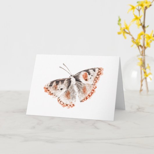 Butterfly Old Illustration Kaart (Gele Bloem)