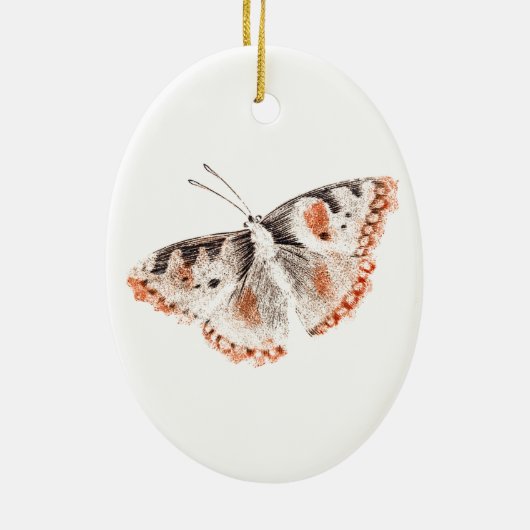  Butterfly Old Illustration Keramisch Ornament (Achterkant)