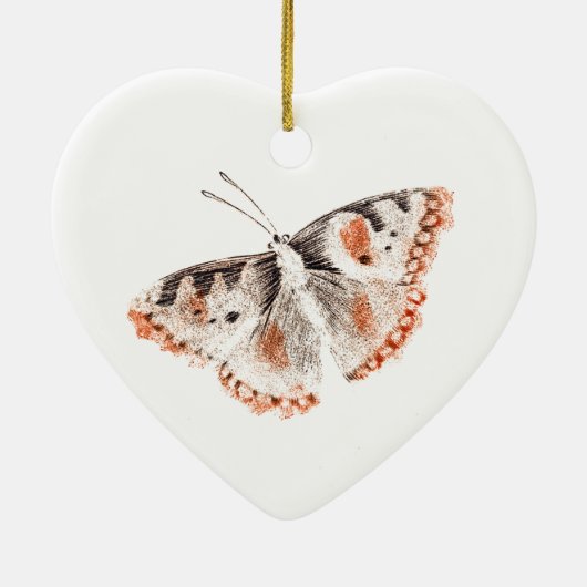  Butterfly Old Illustration Keramisch Ornament (Achterkant)