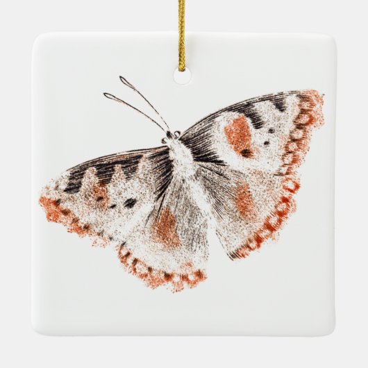  Butterfly Old Illustration Keramisch Ornament (Achterkant)