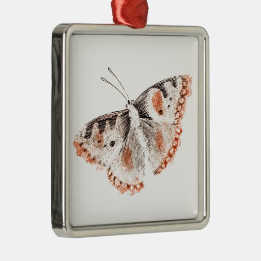  Butterfly Old Illustration Metalen Ornament (Rechts)
