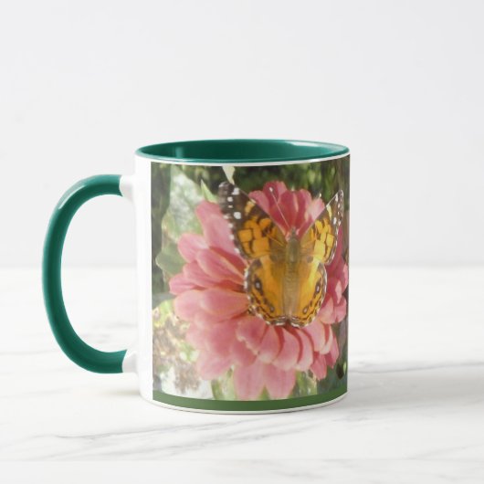 Butterfly on a Pink Hydrangea Mok (Links)