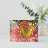 Butterfly on a Pink Zinnia Briefkaart (Staand voorkant)