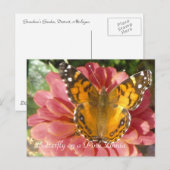 Butterfly on a Pink Zinnia Briefkaart (Voorkant / Achterkant)