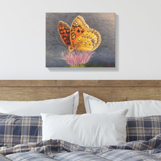 Butterfly on a Thistle Canvas Afdruk (Insitu (Slaapkamer))