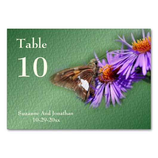 Butterfly on Aster Natuur gepersonaliseerde bruilo Kaart (Voorkant)