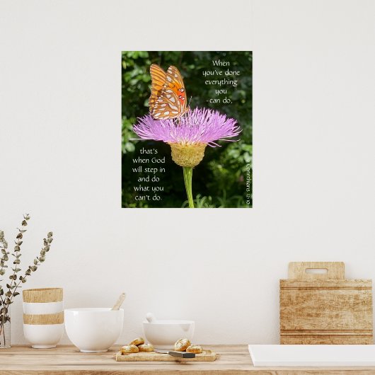 Butterfly on Basketflower, Poster Scriptversie Ver (Keuken)