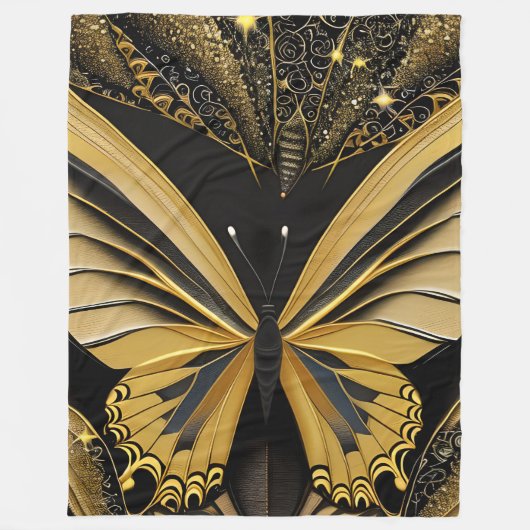 Butterfly on Black Fleece Deken (Voorkant)