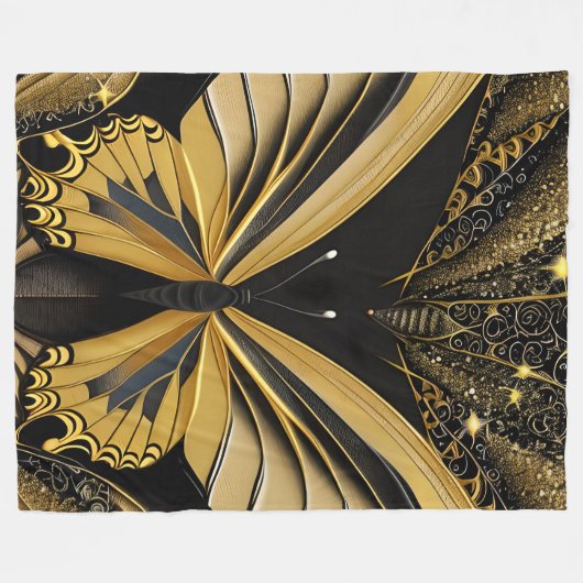 Butterfly on Black Fleece Deken (Voorkant (Horizontaal))