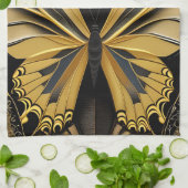 Butterfly on Black Theedoek (Gevouwen)