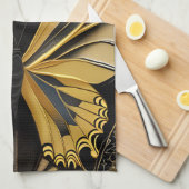 Butterfly on Black Theedoek (Quarter Fold)