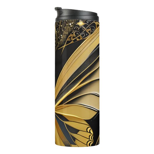 Butterfly on Black Thermosbeker (Geroteerd rechts)