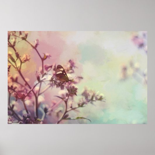 Butterfly on Blossom Branch Poster (Voorkant)