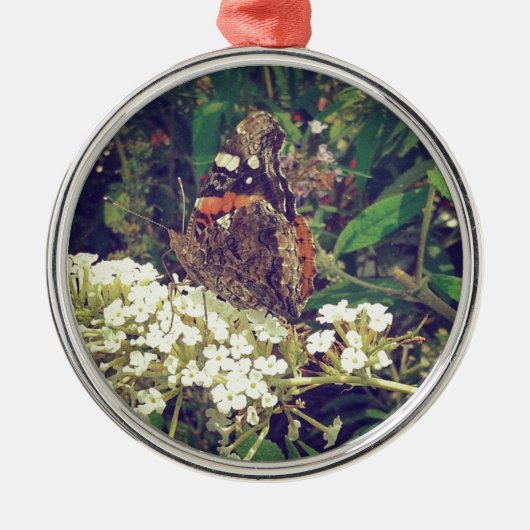 Butterfly on Butterfly Struik Metalen Ornament (Voorkant)