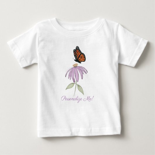 Butterfly on Cone Flower Baby Fine Jersey T-Shirt (Voorkant)